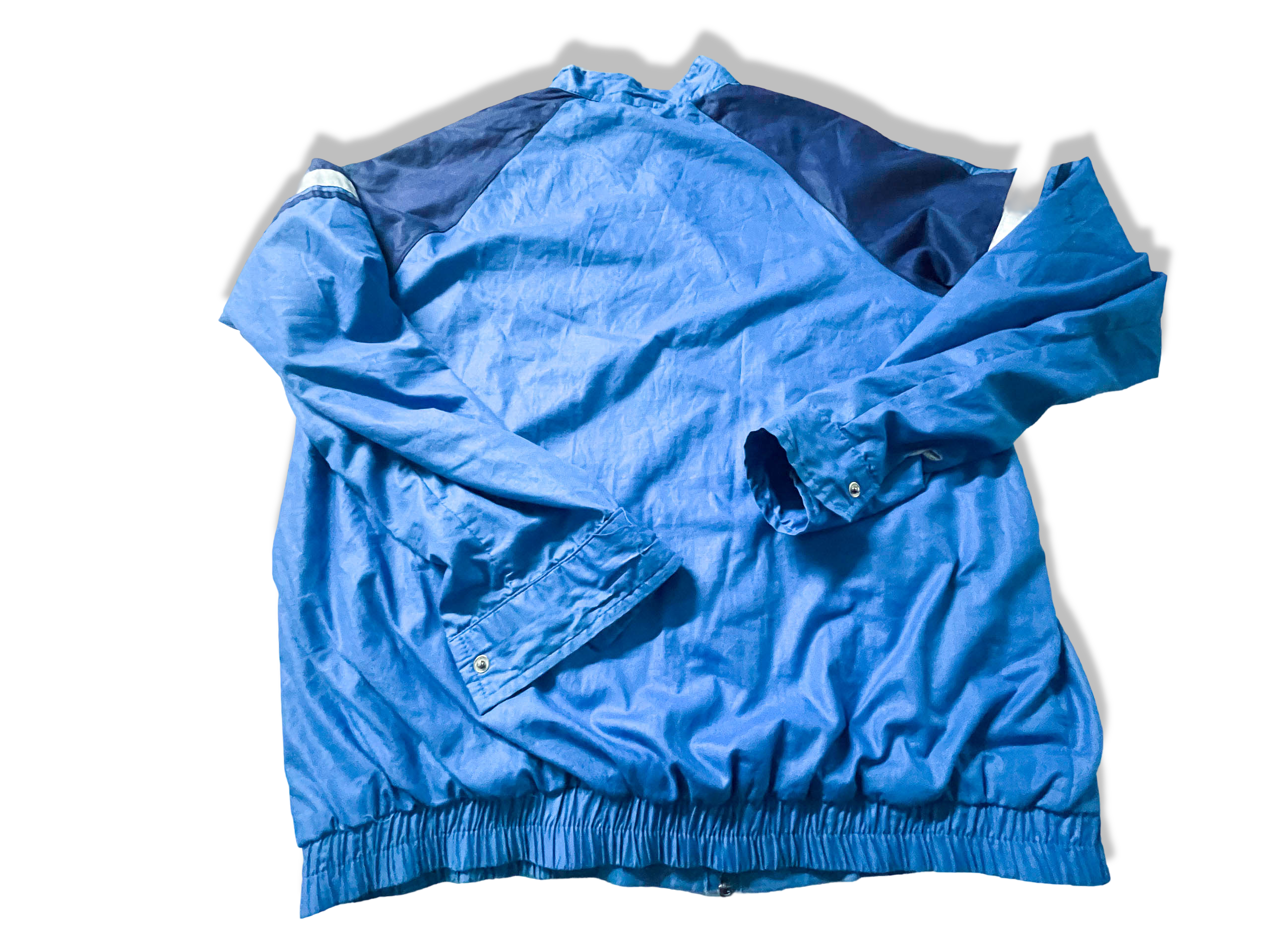Vintage Men's blue color block shell full zip high neck jacket in M|L29W23|SKU 3895