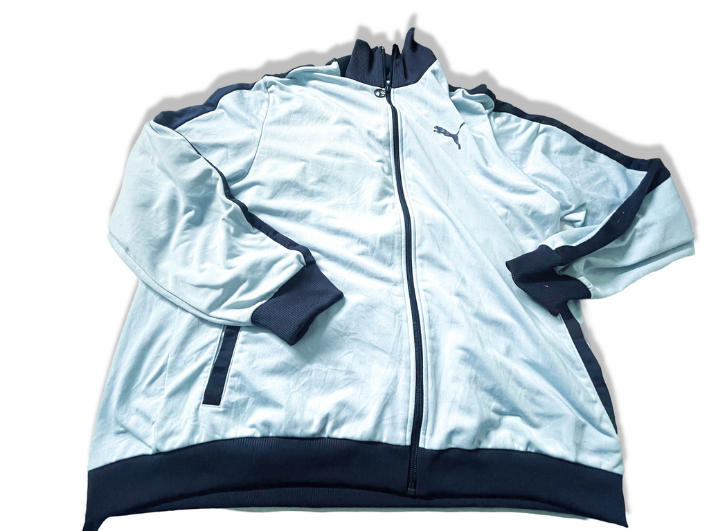 Vintage Puma Blue men's full zip high neck polyester track top in M|L31W23|SKU 3896