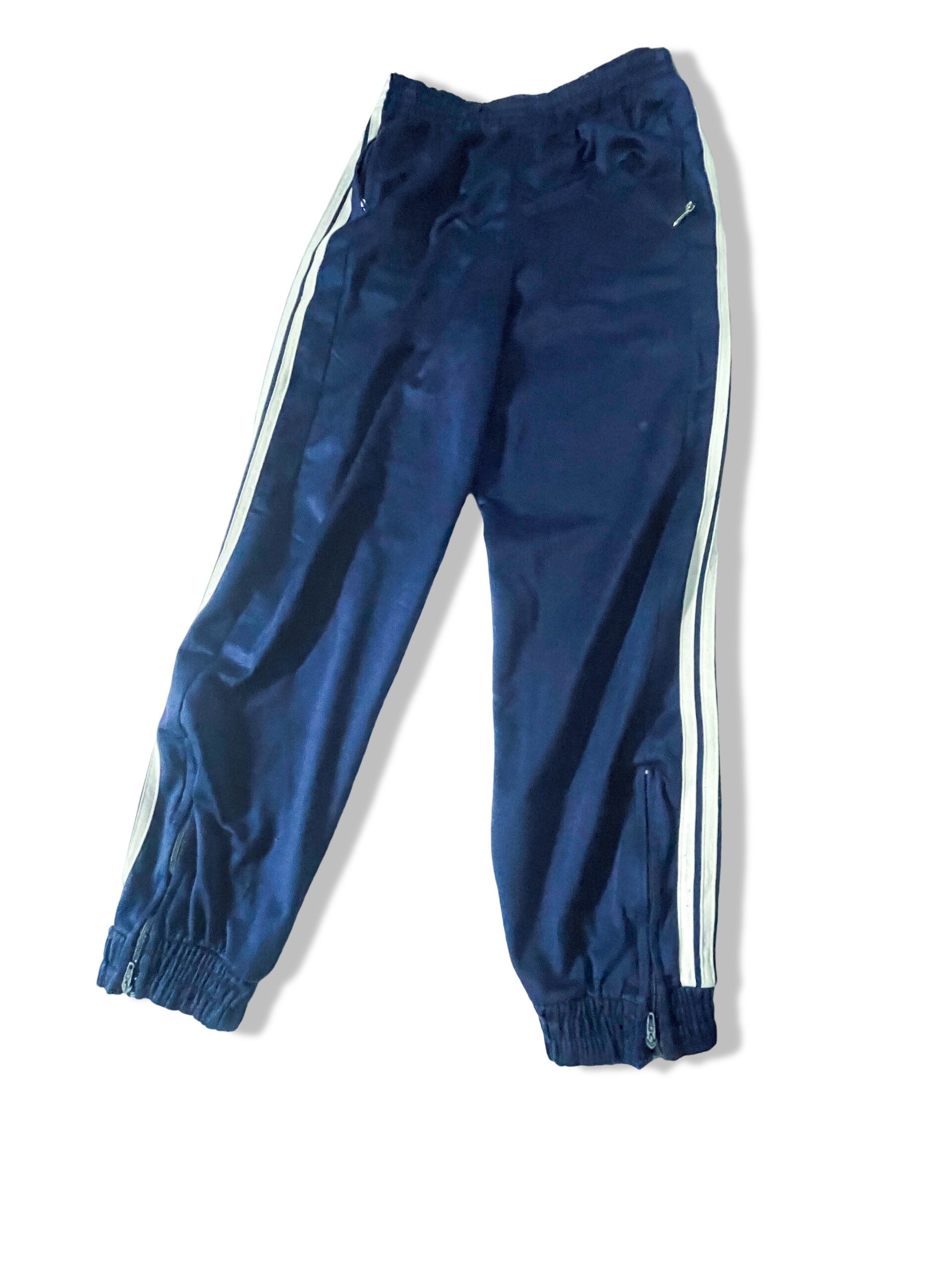 Vintage Men's Adidas Original classic fit blue 3-stripe jogger pant in XS|L22W22|SKU 3897