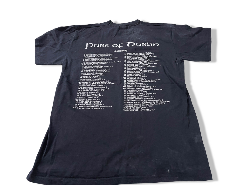 Vintage Men's Fruit of the loom Pubs of Dublin graphics black tees in M|L27 W18|SKU 4130