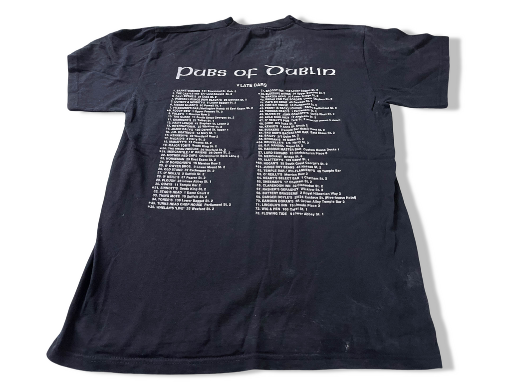 Vintage Men's Fruit of the loom Pubs of Dublin graphics black tees in M|L27 W18|SKU 4130