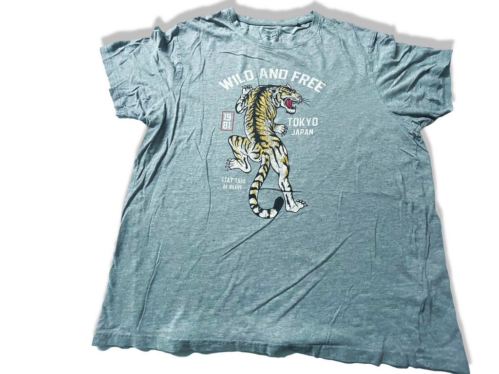 Vintage Seven Lemon Wild and Free graphics men's grey tees in 2XL|SKU 3901