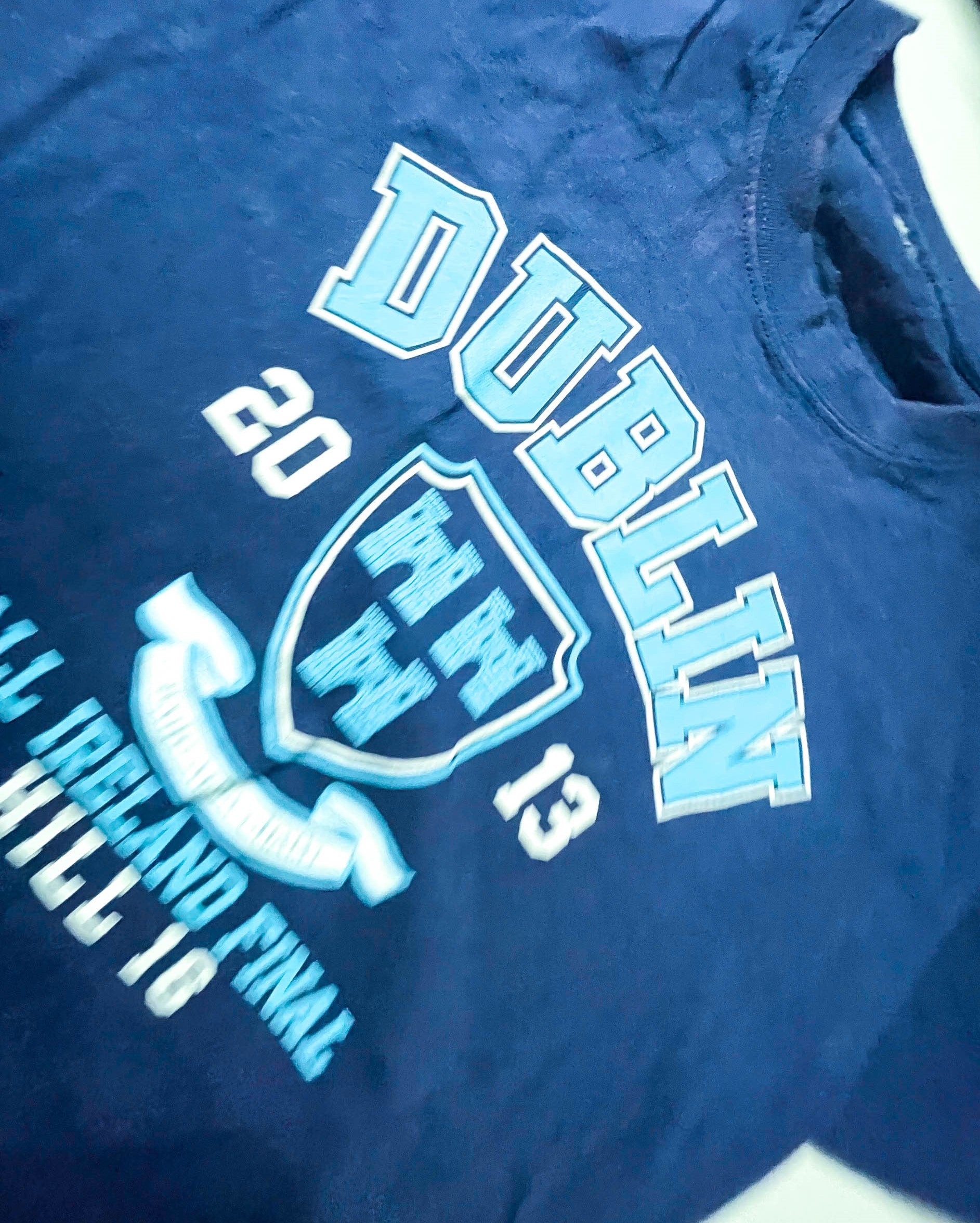 Vintage Dublin Ireland Graphics blue men's tees in M|L28W21|SKU 3902