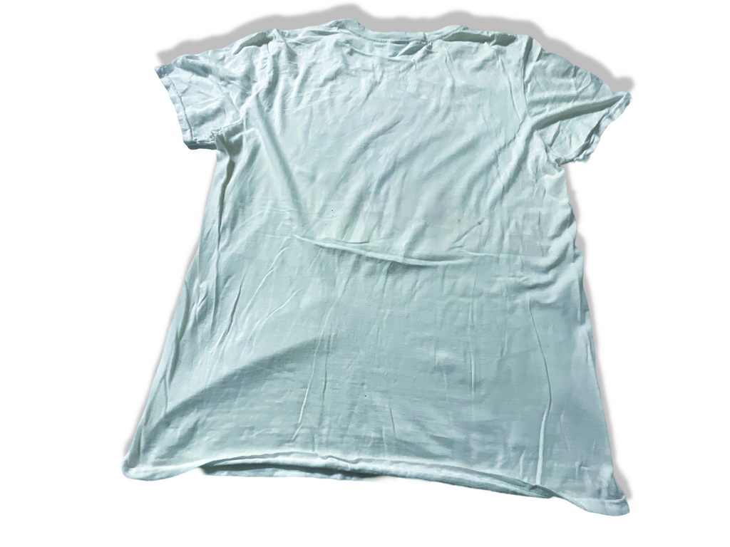 Vintage White men's Hippie graphics T-shirt in M|SKU 3904