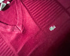 Vintage Lacoste sport wine men's V-neck sweatshirt in L|SKU 3905