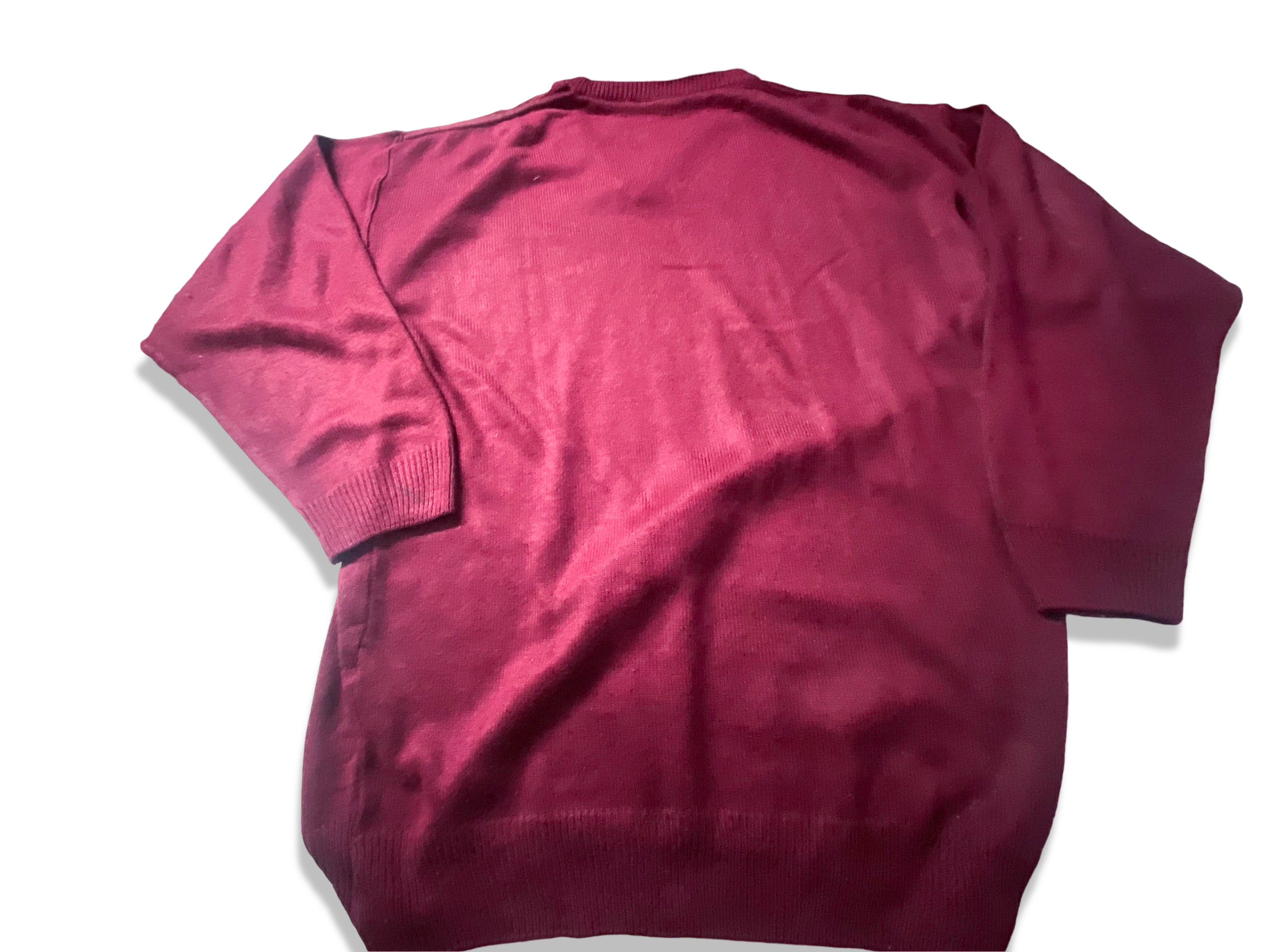 Vintage Lacoste sport wine men's V-neck sweatshirt in L|SKU 3905