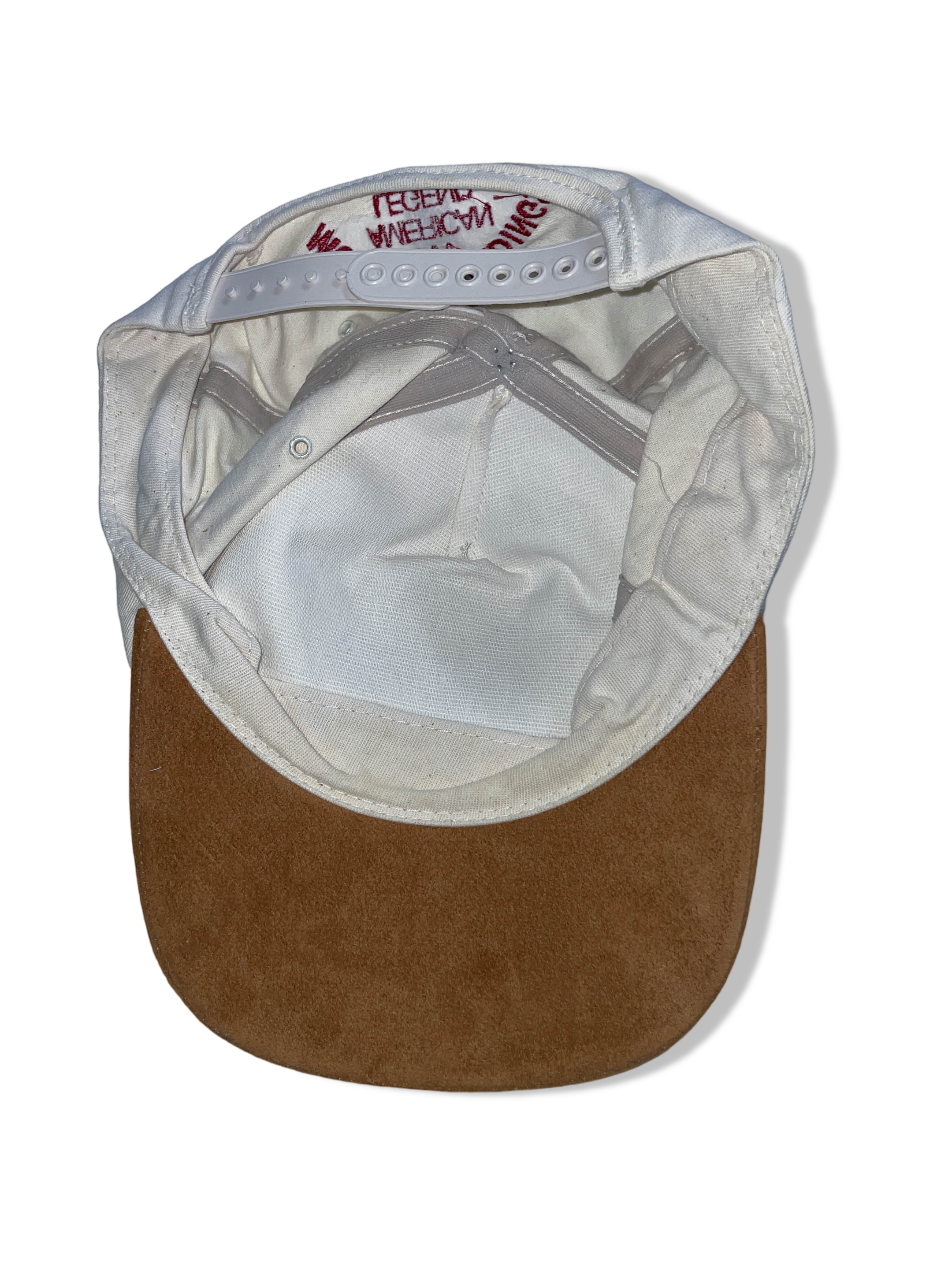 Vintage Morton building cream & brown colorblock baseball cap| SKU 4961