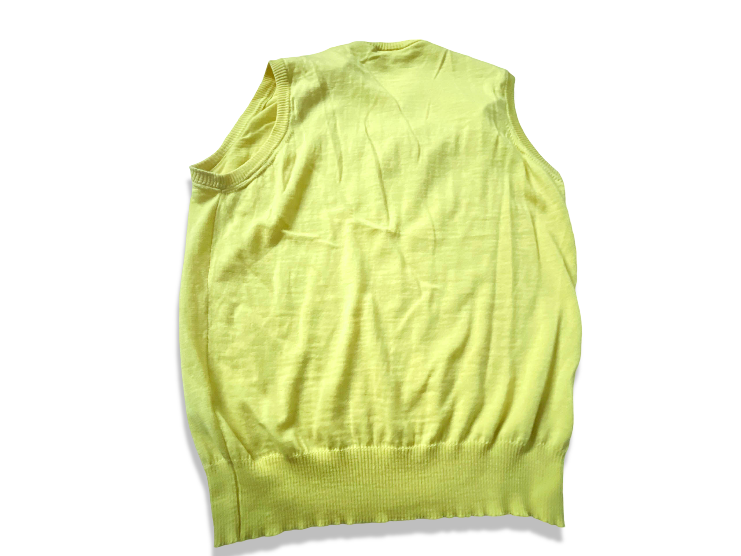 Vintage Lacoste Chemise Yellow sleeveless Cardigan in M made in France|L28W22|SKU 3908