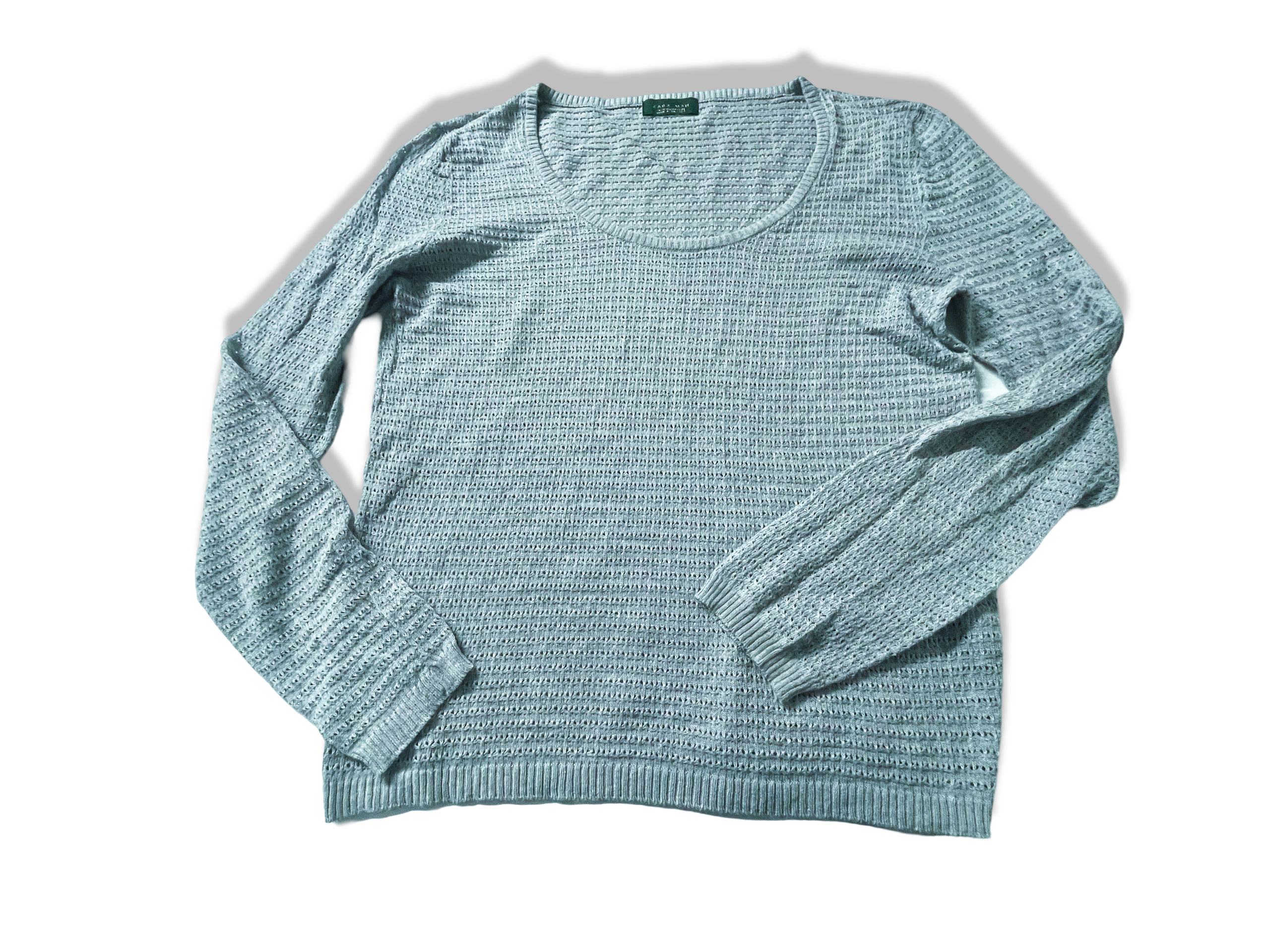 Grey Zara Men's crochet pattern crew neck sweatshirt in M|L25 W 20|SKU 3916