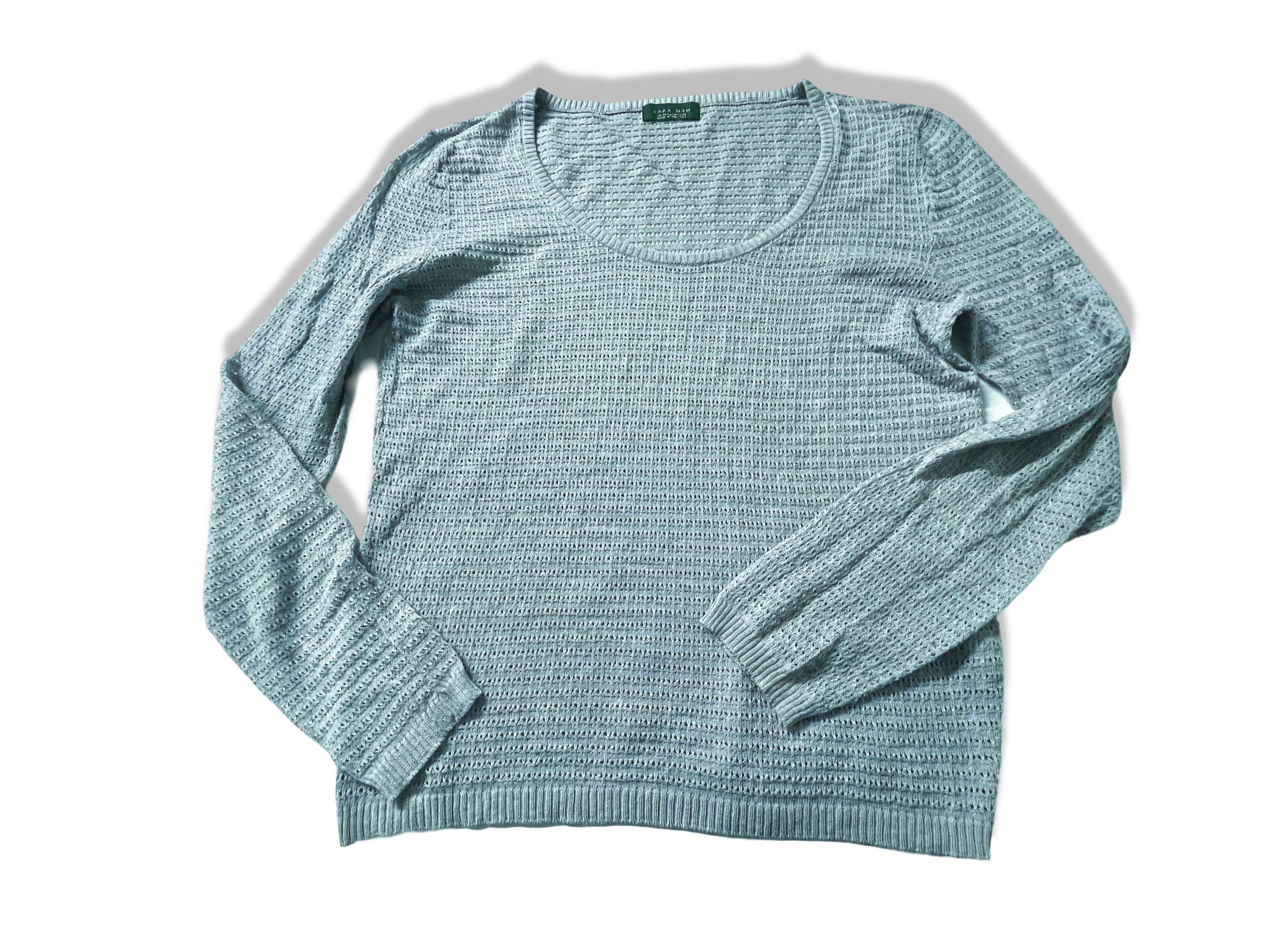 Grey Zara Men's crochet pattern crew neck sweatshirt in M|L25 W 20|SKU 3916