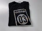 Vintage Men's Black Adidas 03 graphics short sleeve tees in XXL|L31 W22|SKU 4131