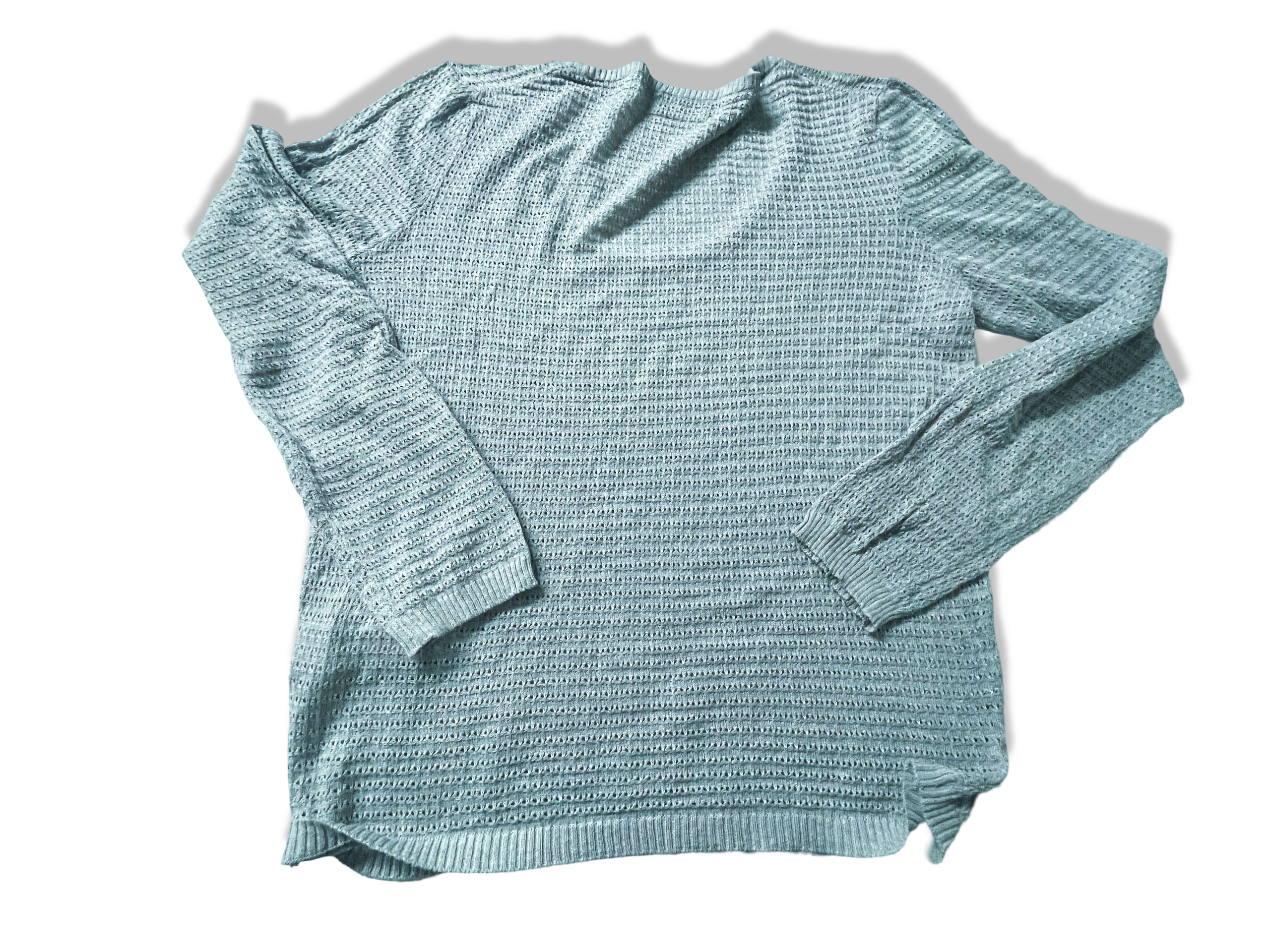 Grey Zara Men's crochet pattern crew neck sweatshirt in M|L25 W 20|SKU 3916