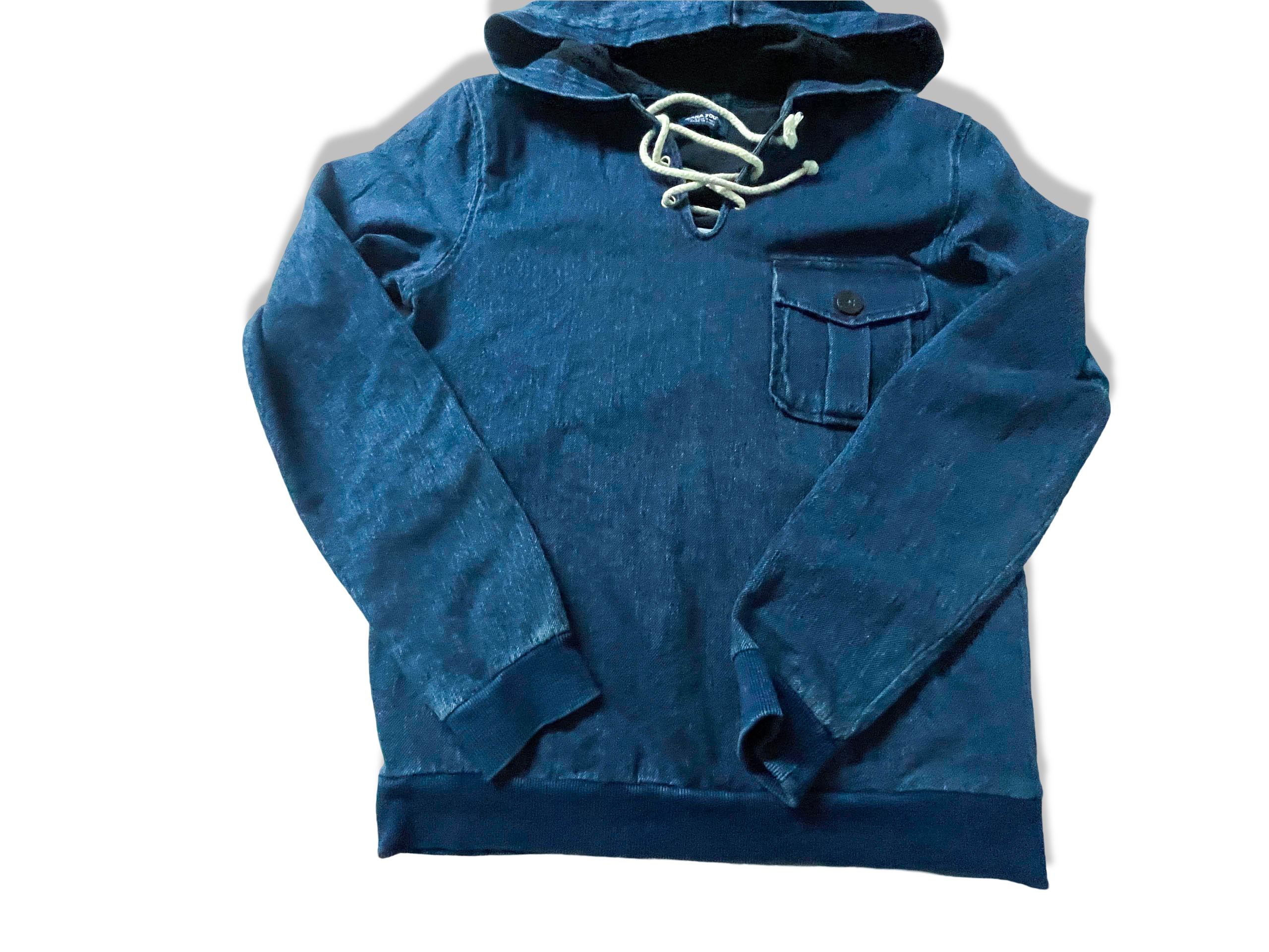Zara Man Pullover blue denim hoodie in M|L25 W19|SKU 3917