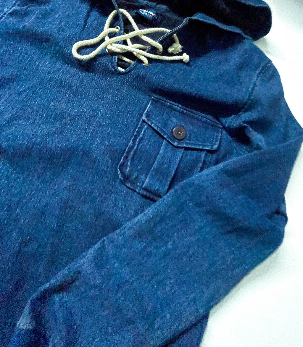 Zara Man Pullover blue denim hoodie in M|L25 W19|SKU 3917
