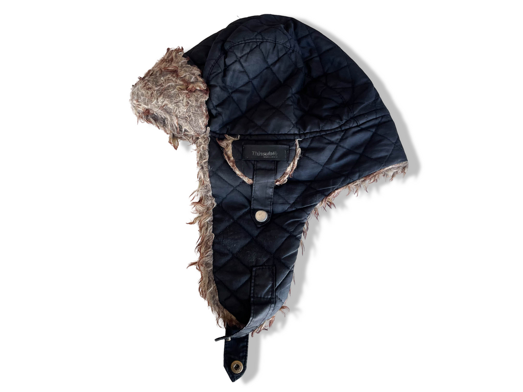Vintage Thinsulate black quilted tropper fur hat | SKU 4344