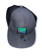 Vintage men's Travel never ends crest grey & black colourblock trucker cap| SKU 4963