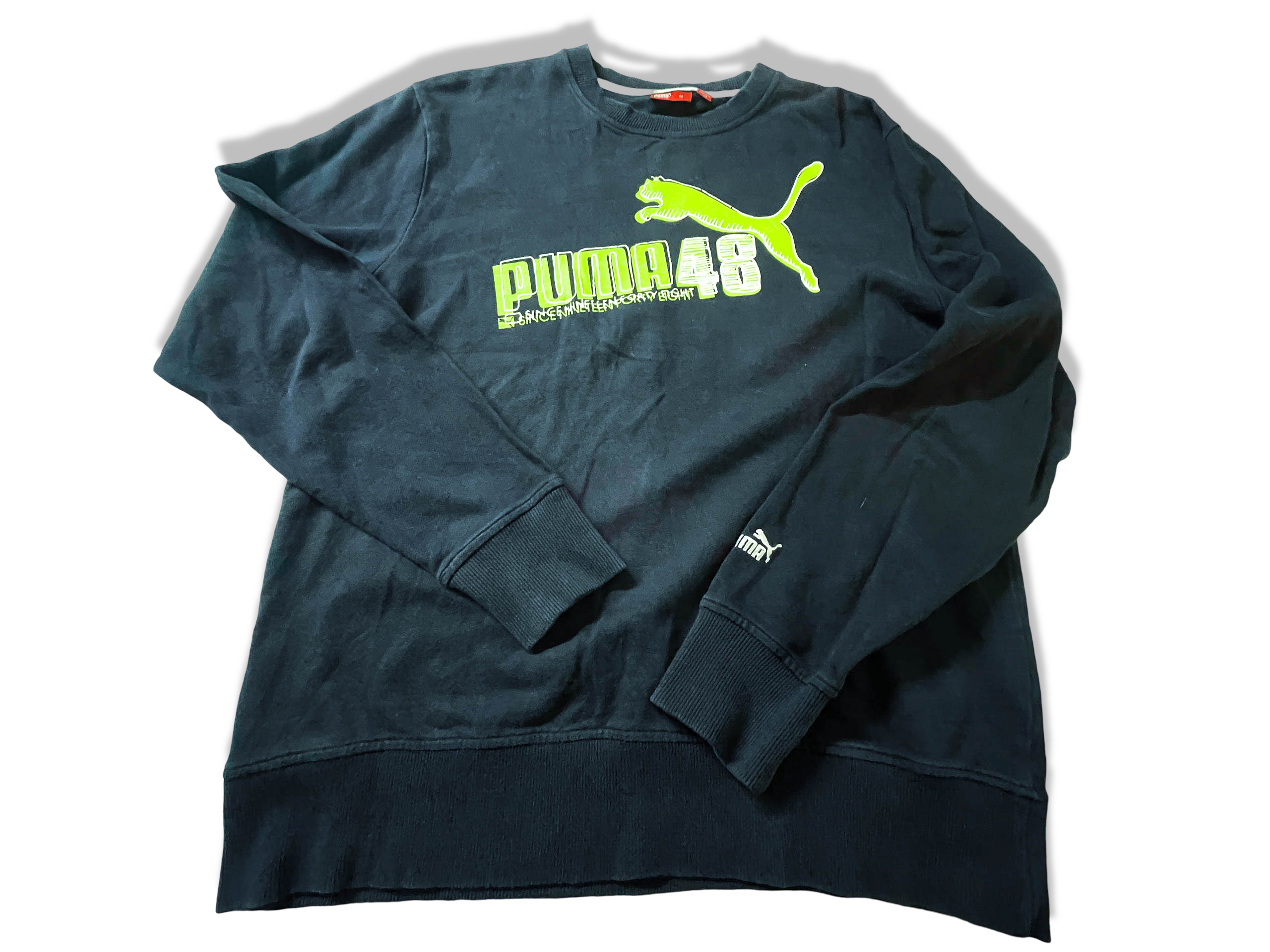 Vintage men's Navy  Puma 48 Graphics crew neck sweatshirt in M|SKU 3925