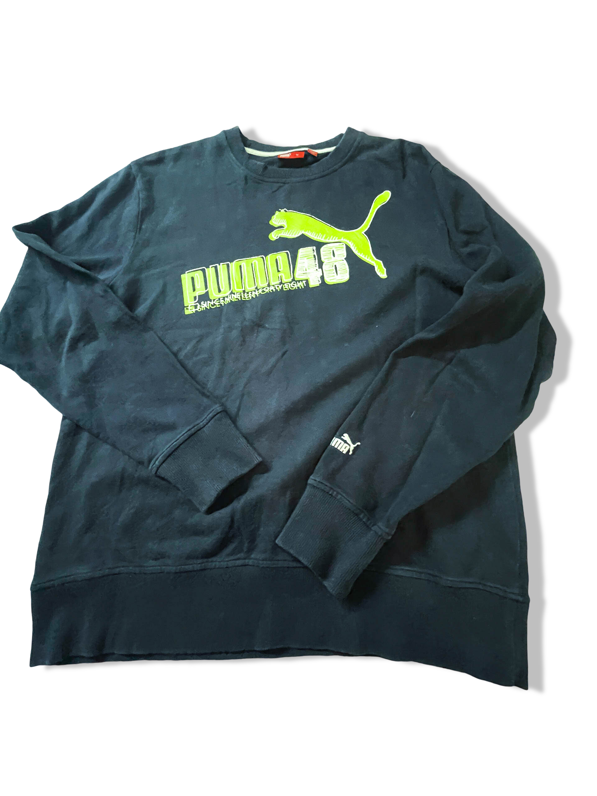 Vintage men's Navy  Puma 48 Graphics crew neck sweatshirt in M|SKU 3925