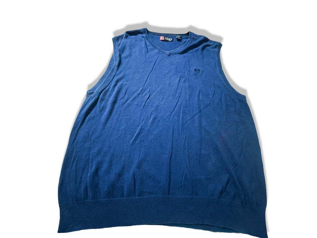 Vintage men's blue Chaps sleeveless cardigan in L/M made in China|L29W22|SKU 3928