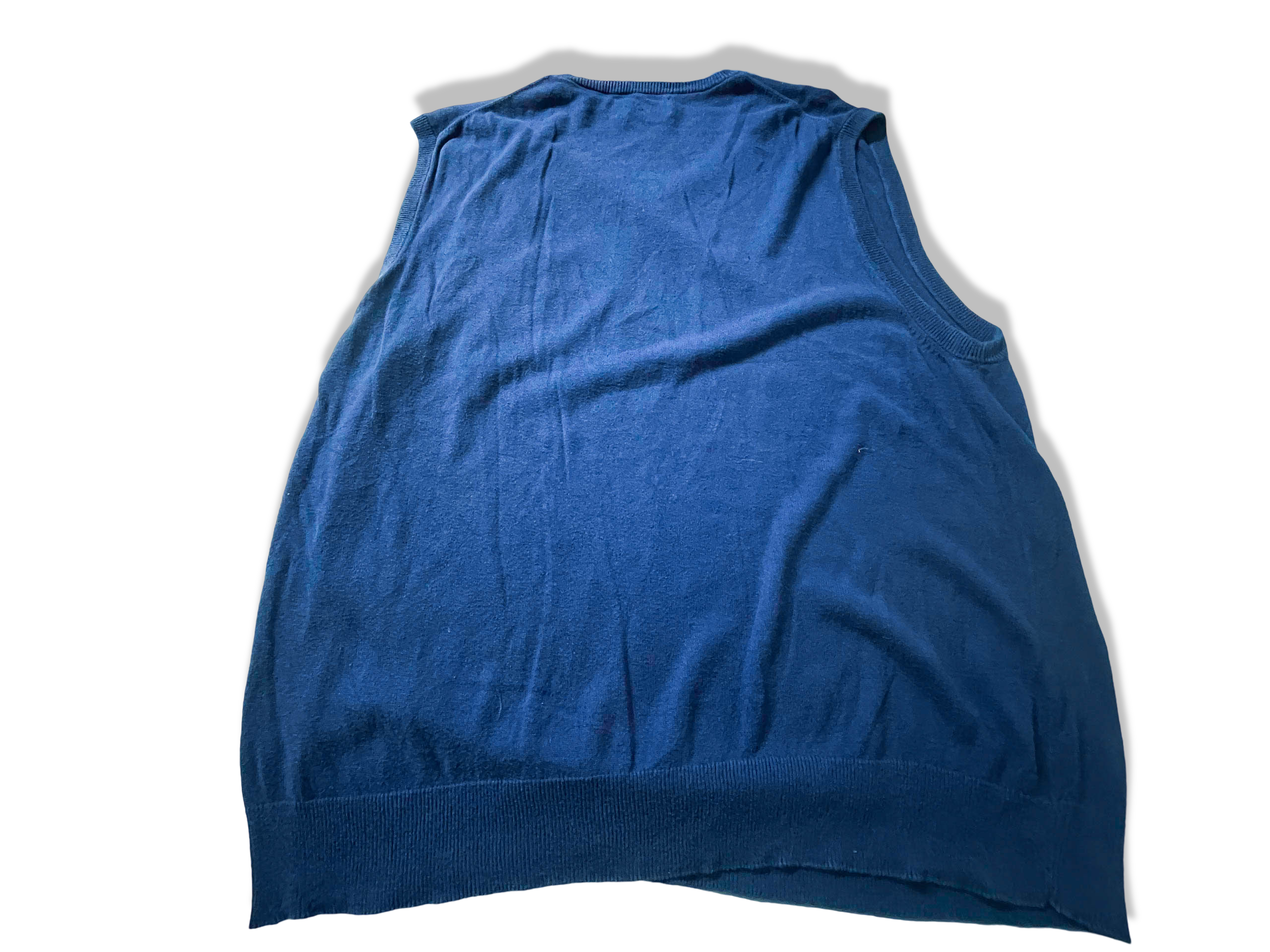 Vintage men's blue Chaps sleeveless cardigan in L/M made in China|L29W22|SKU 3928