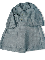 Vintage women's Topshop black Plaid double breasted trench coat UK 12|L35W20|SKU 3930