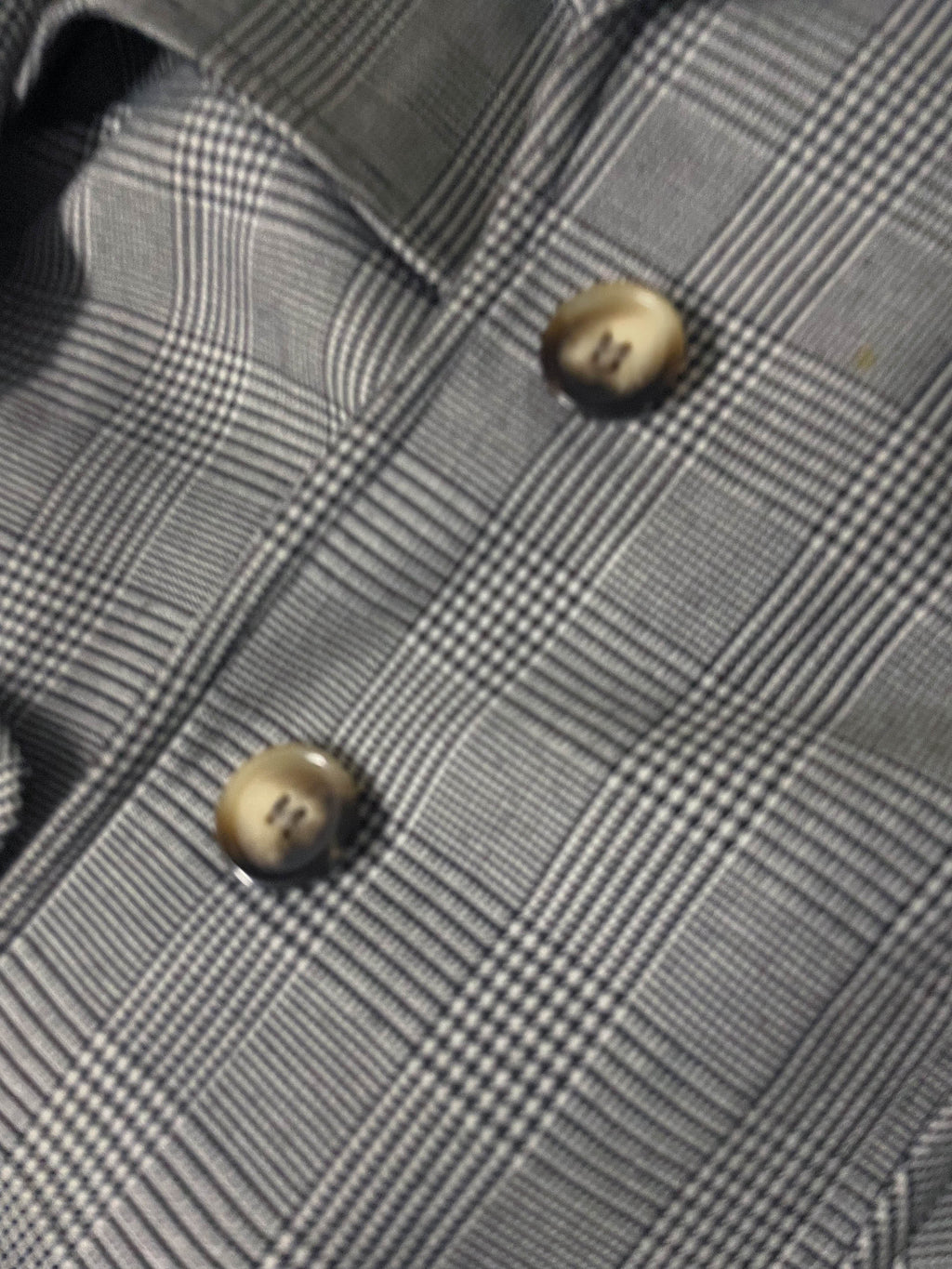Vintage women's Topshop black Plaid double breasted trench coat UK 12|L35W20|SKU 3930