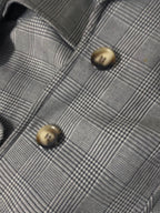 Vintage women's Topshop black Plaid double breasted trench coat UK 12|L35W20|SKU 3930