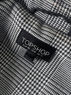 Vintage women's Topshop black Plaid double breasted trench coat UK 12|L35W20|SKU 3930