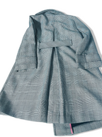 Vintage women's Topshop black Plaid double breasted trench coat UK 12|L35W20|SKU 3930