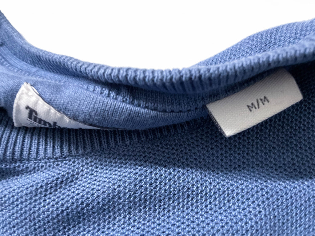Vintage Men's Timberland 90's blue crew neck sweatshirt in M|L28 W19| SKU 4133