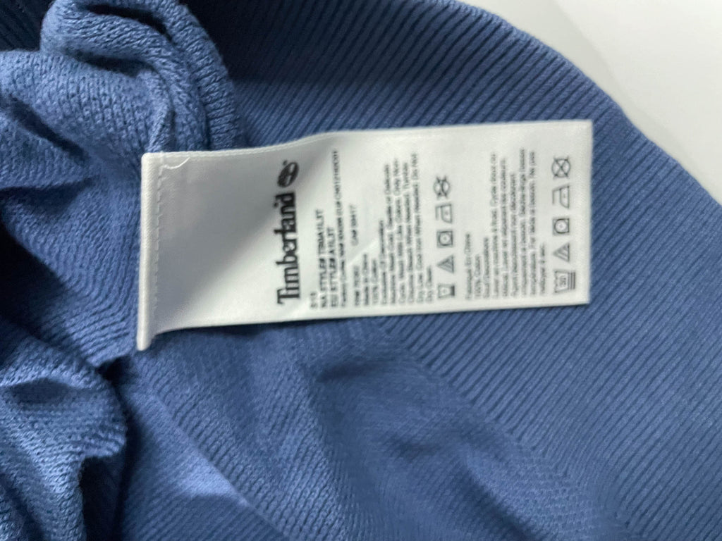 Vintage Men's Timberland 90's blue crew neck sweatshirt in M|L28 W19| SKU 4133