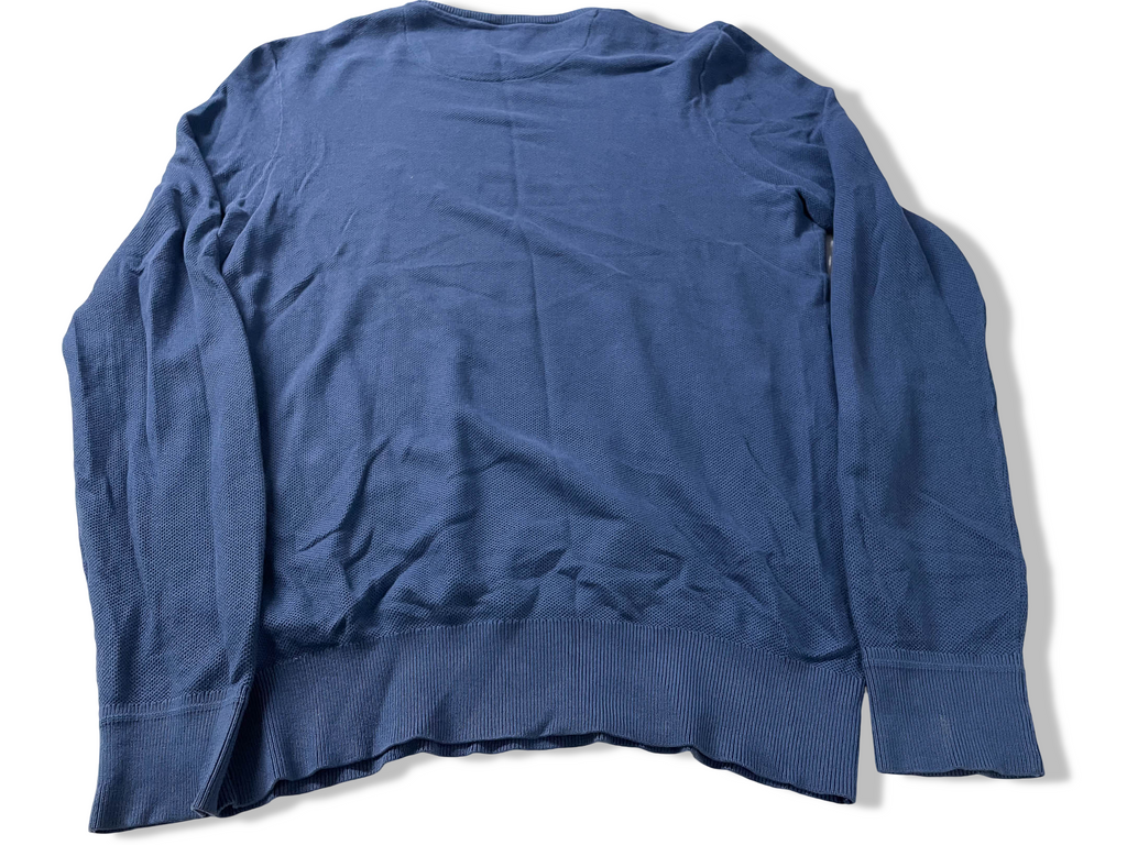 Vintage Men's Timberland 90's blue crew neck sweatshirt in M|L28 W19| SKU 4133