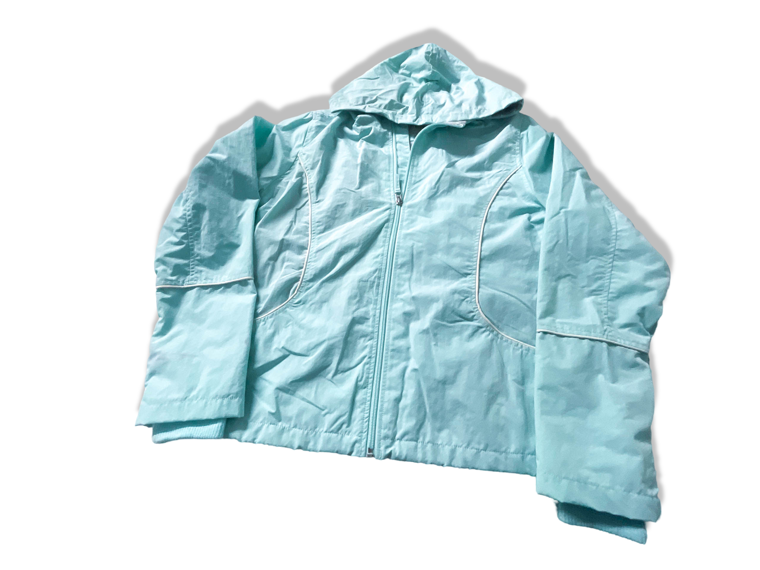 Vintage FRN by Fransa Women's Turquoise full zip polyester hoodie in M|L25W20|SKU 3938