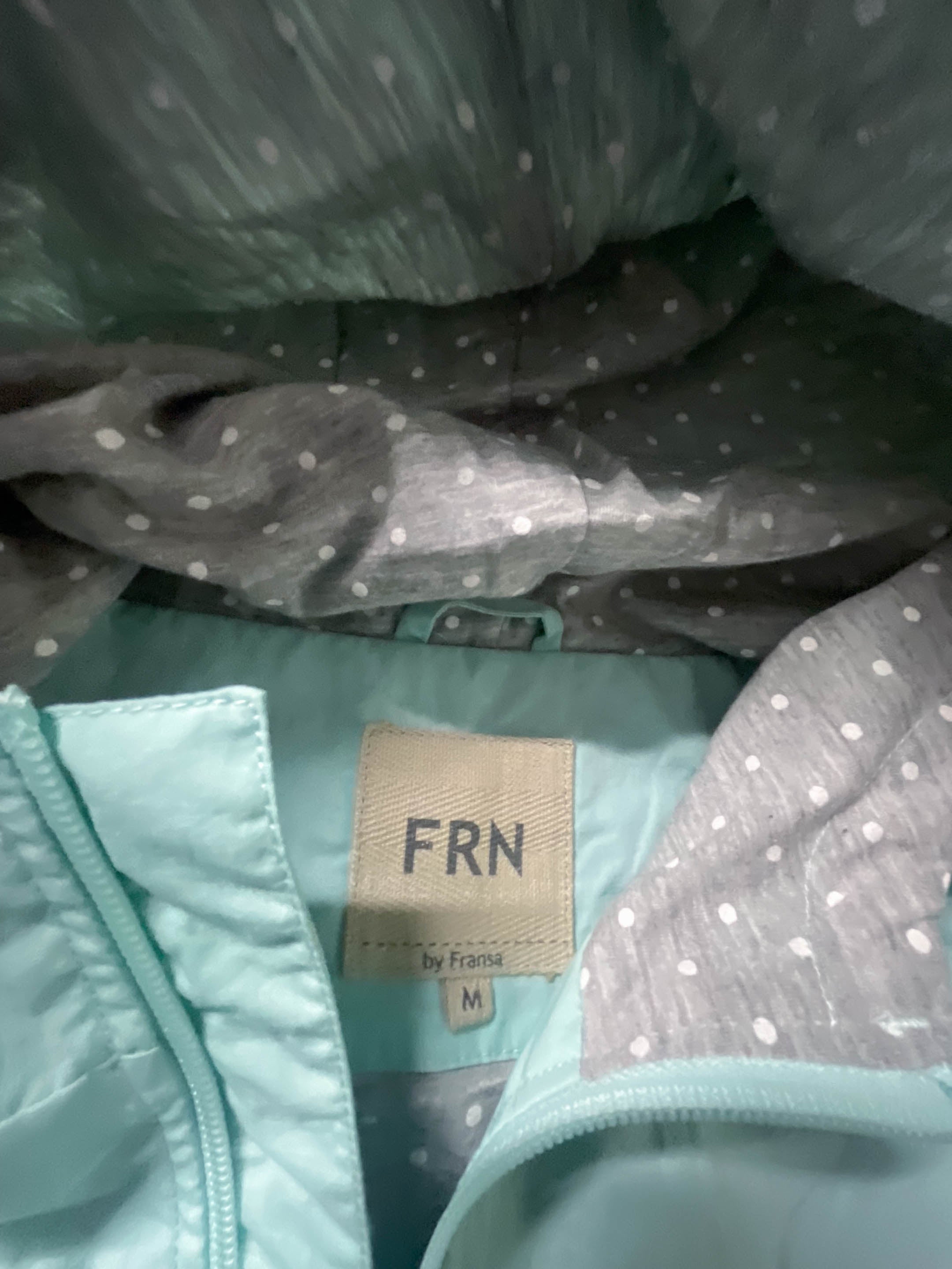 Vintage FRN by Fransa Women's Turquoise full zip polyester hoodie in M|L25W20|SKU 3938