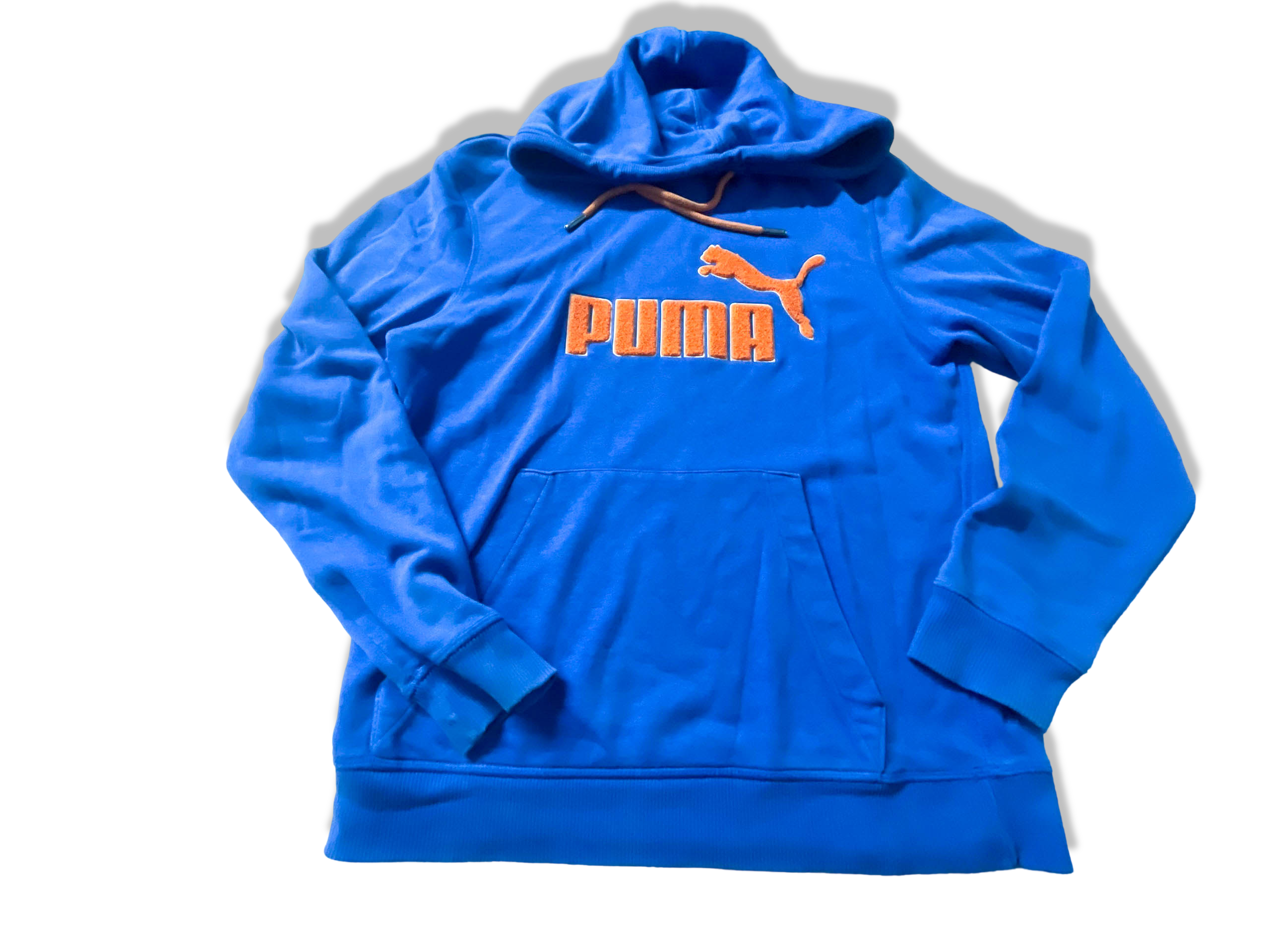 Vintage Men's Puma Big logo graphics  blue hoodie in M|L24 W21|SKU 3945