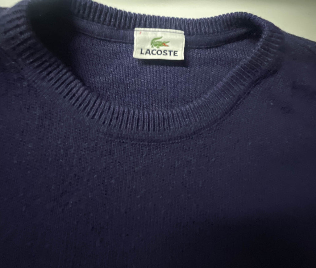Vintage Lacoste Navy blue crew neck sweatshirt in L|L28 W26| SKU 3947