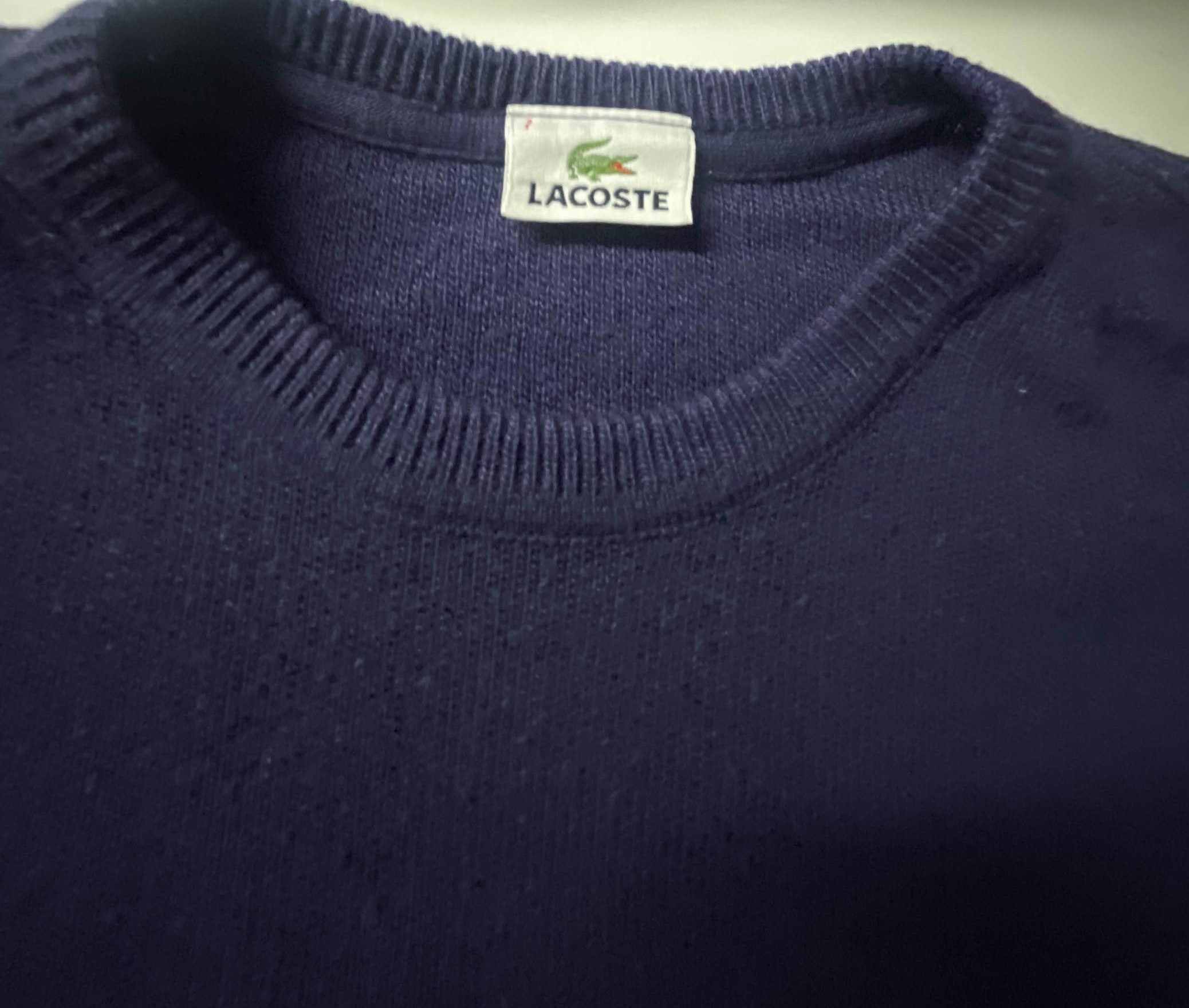 Vintage Lacoste Navy blue crew neck sweatshirt in L|L28 W26| SKU 3947