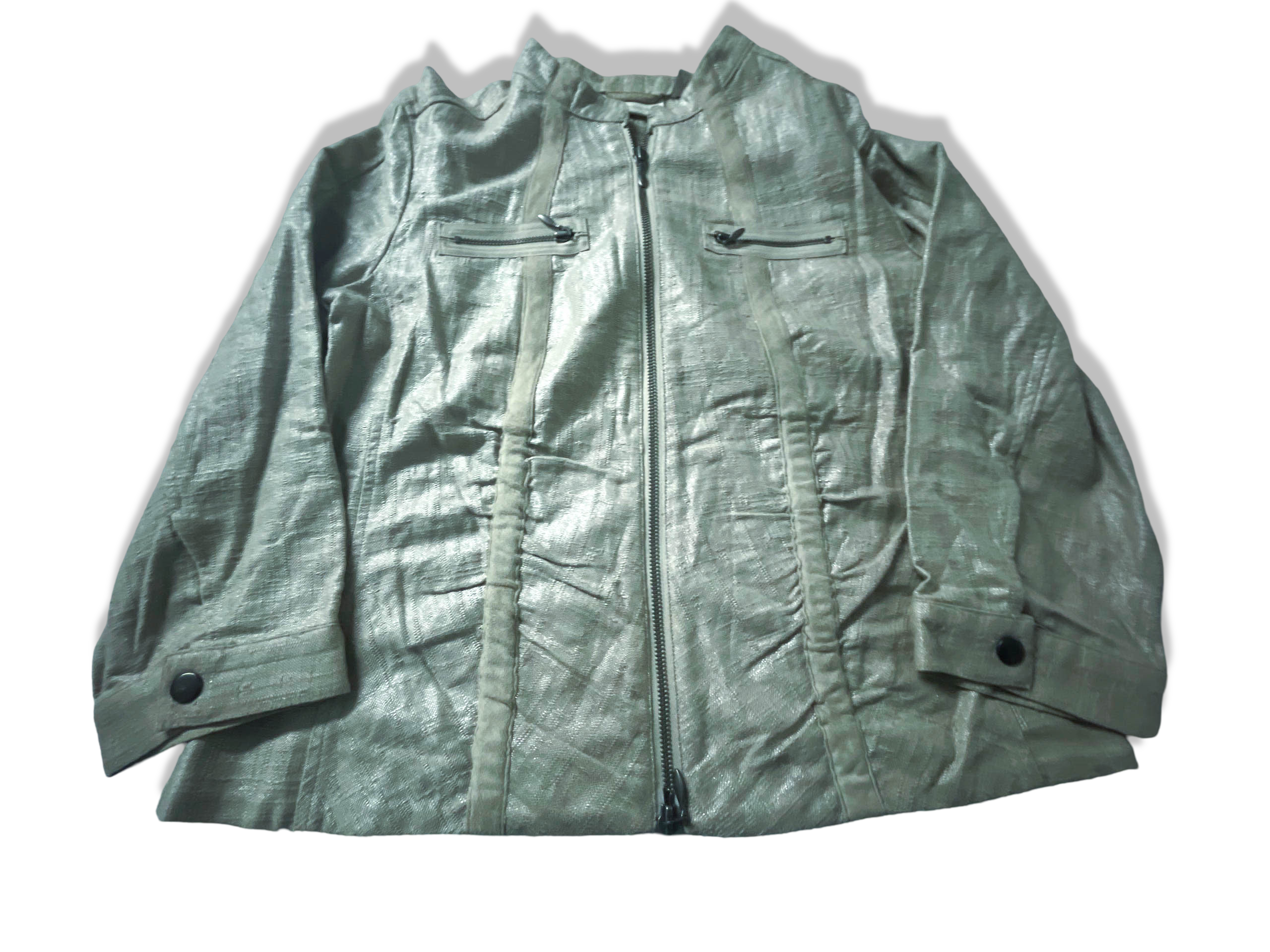 Vintage women's Chicos brown biker's full zip jacket in S/M|L23 W17|SKU 3950