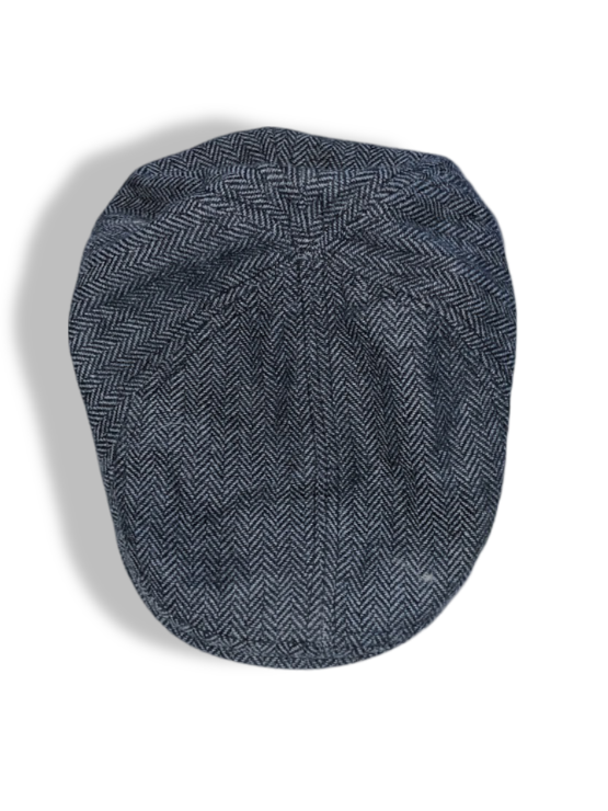 Vintage Statewear grey herringbone flat cap| SKU 4969