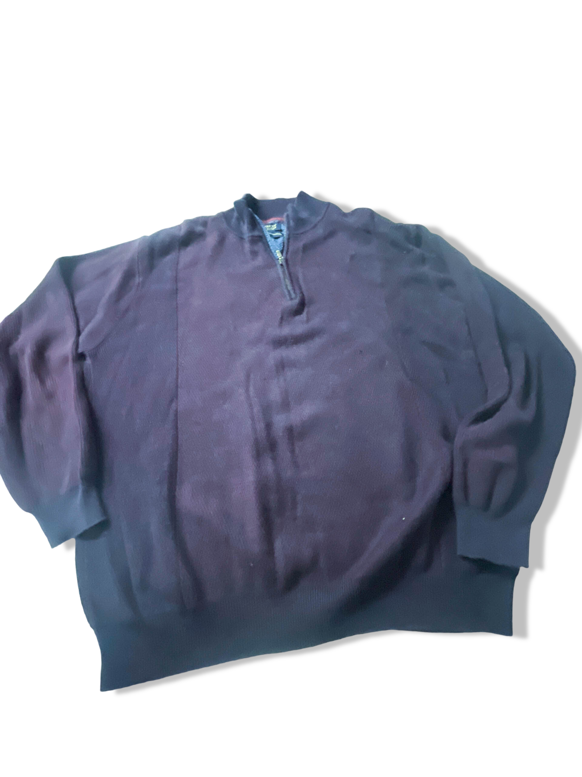 Vintage Tricot Denim men's 1/4 zip high neck burgundy sweatshirt in L|L29 W24|SKU 3953