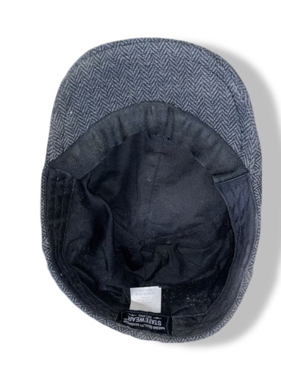 Vintage Statewear grey herringbone flat cap| SKU 4969