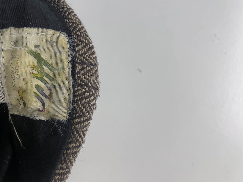 Vintage leather tweed baseball cap in grey and black| One size| SKU 3956