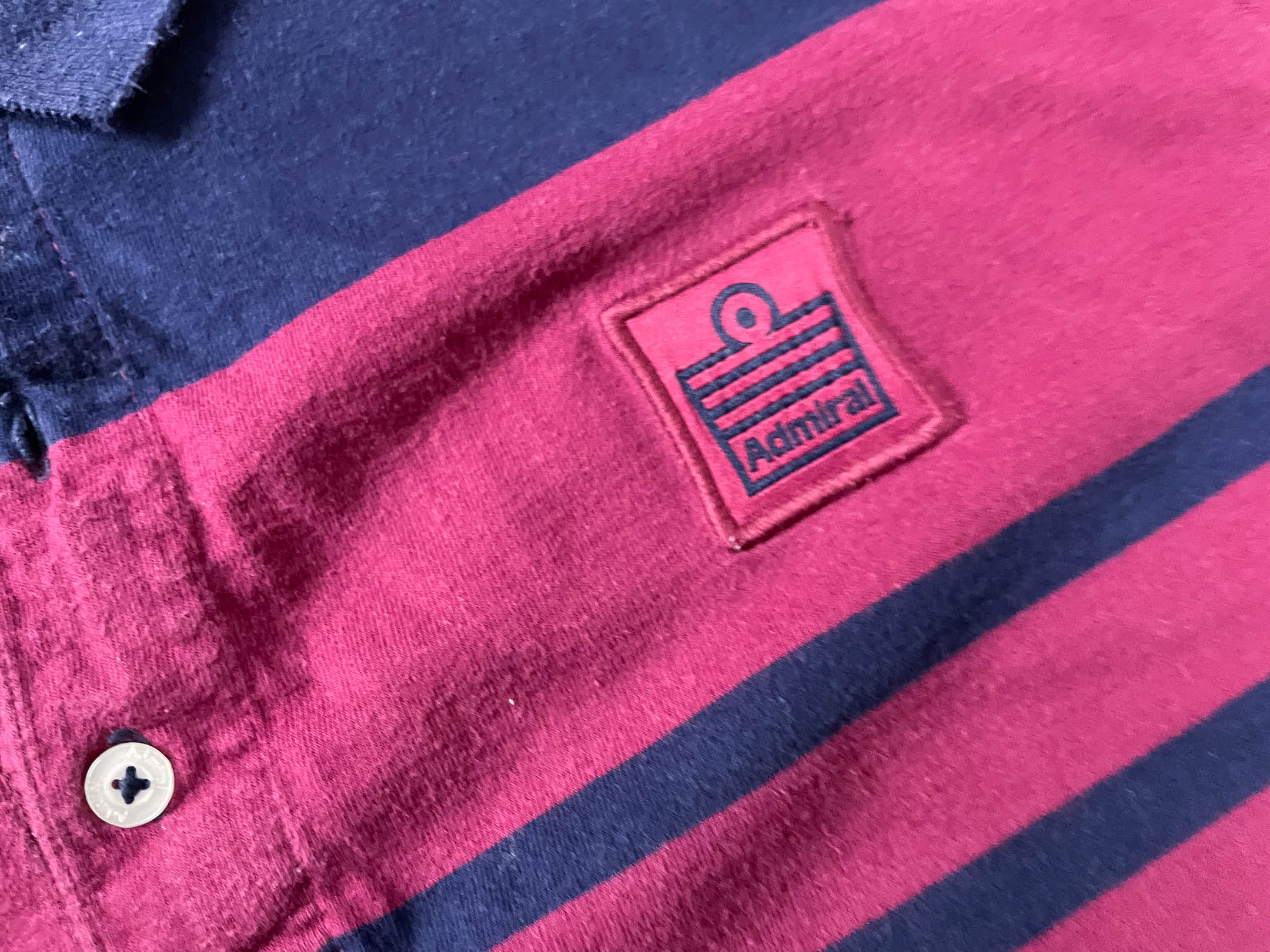 Vintage Men's Admiral Purple stripe polo shirt in L|L28 W20| SKU 4136