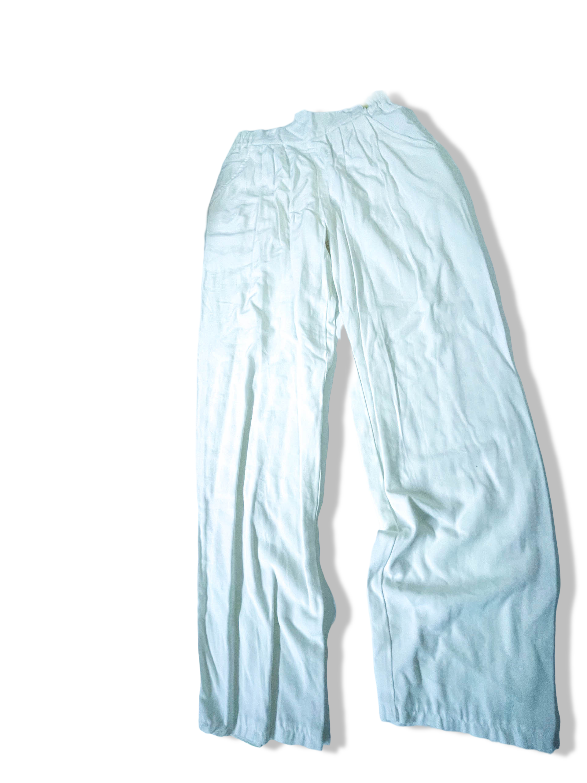 Vintage women's white wide leg trouser size 38|L27 W26| SKU 3961