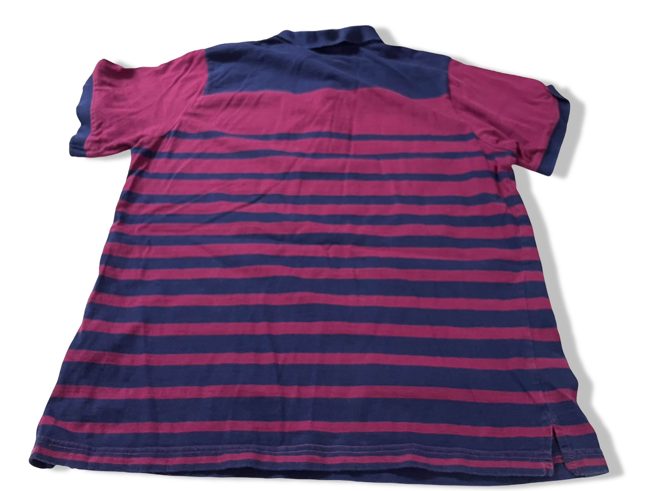 Vintage Men's Admiral Purple stripe polo shirt in L|L28 W20| SKU 4136
