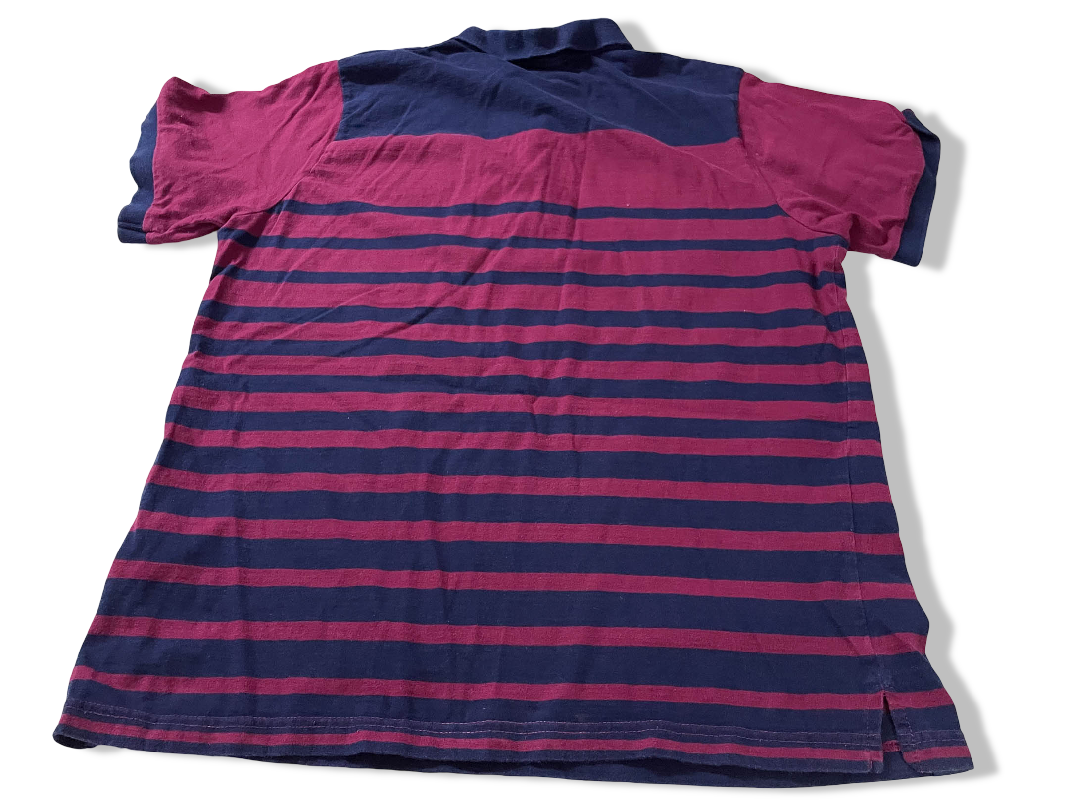 Vintage Men's Admiral Purple stripe polo shirt in L|L28 W20| SKU 4136