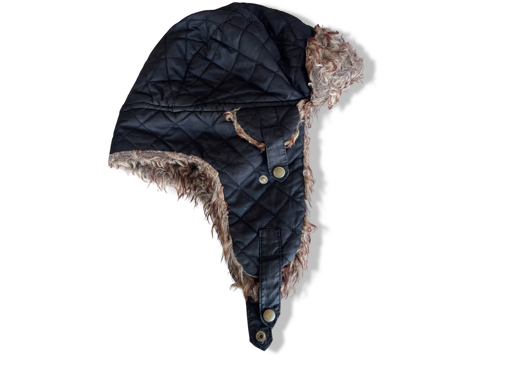 Vintage Thinsulate black quilted tropper fur hat | SKU 4344