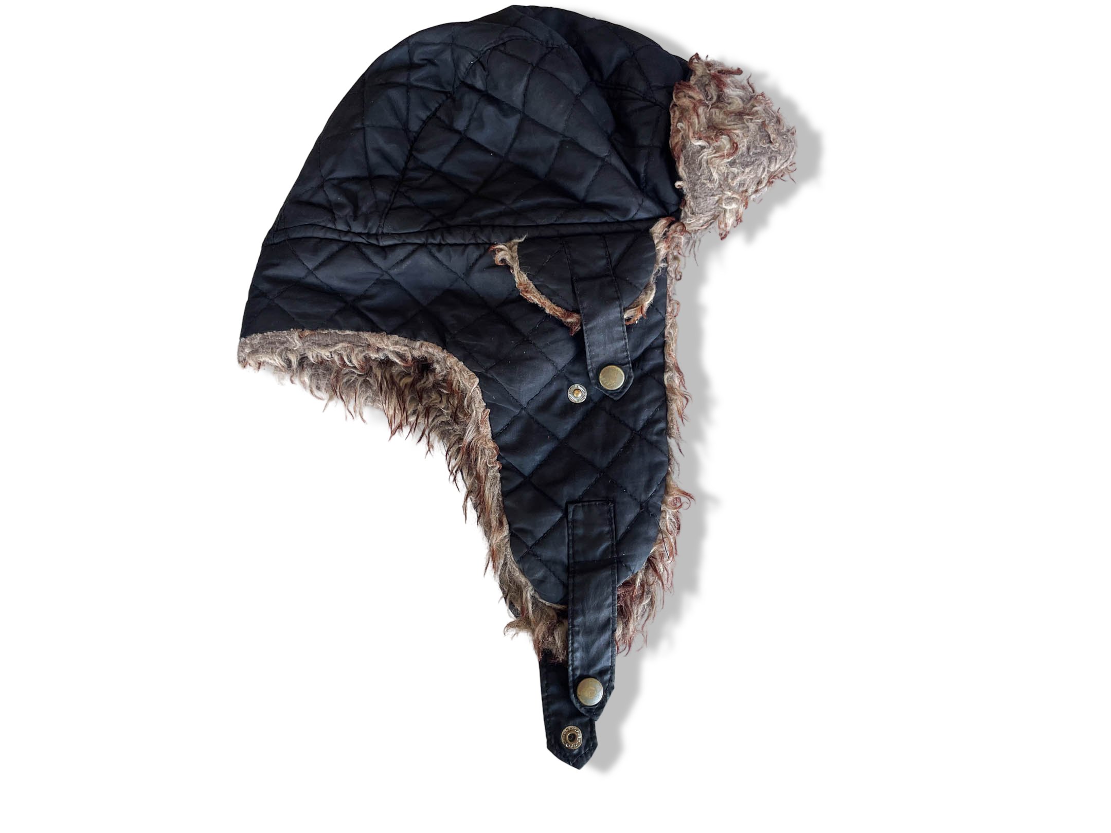 Vintage Thinsulate black quilted tropper fur hat | SKU 4344