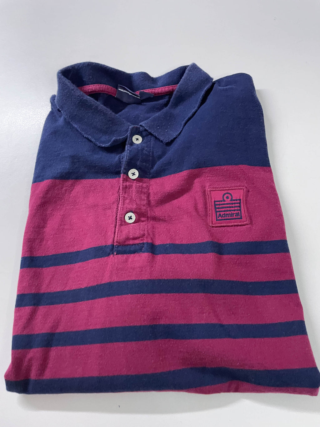 Vintage Men's Admiral Purple stripe polo shirt in L|L28 W20| SKU 4136