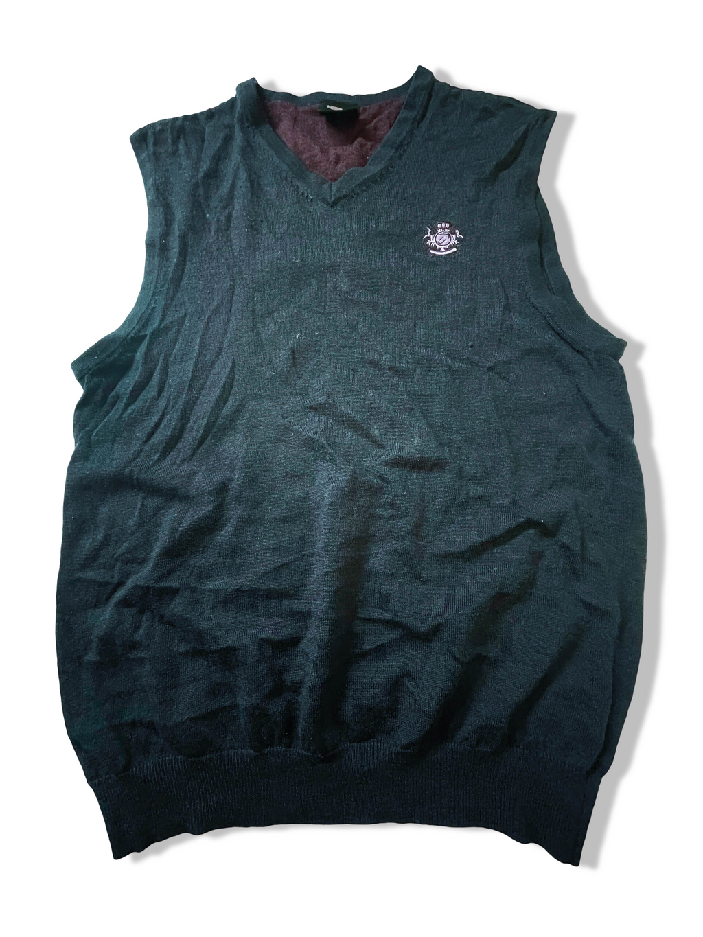 Vintage TJ made in china blue V-neck sleeveless sweater in M|L27 W18|SKU 3967